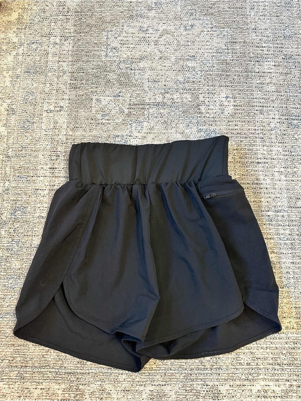 Women's Black High-Waist Overlay Sport Shorts